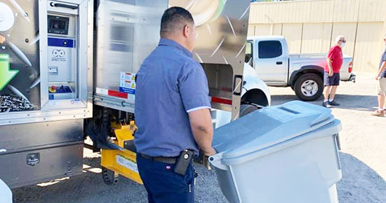 Shredding Cart bring brought to the shredding truck