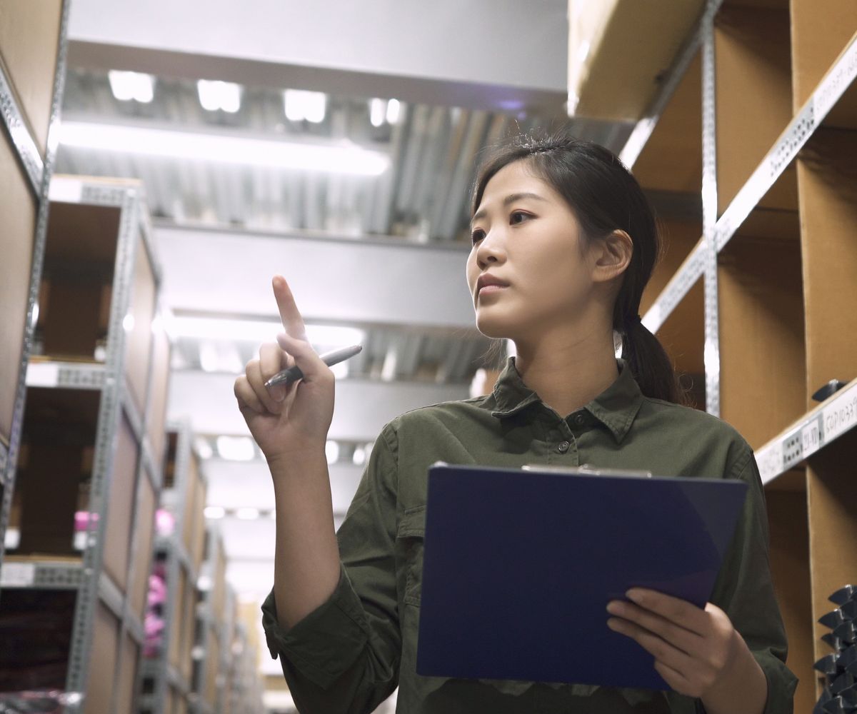 retail worker doing inventory